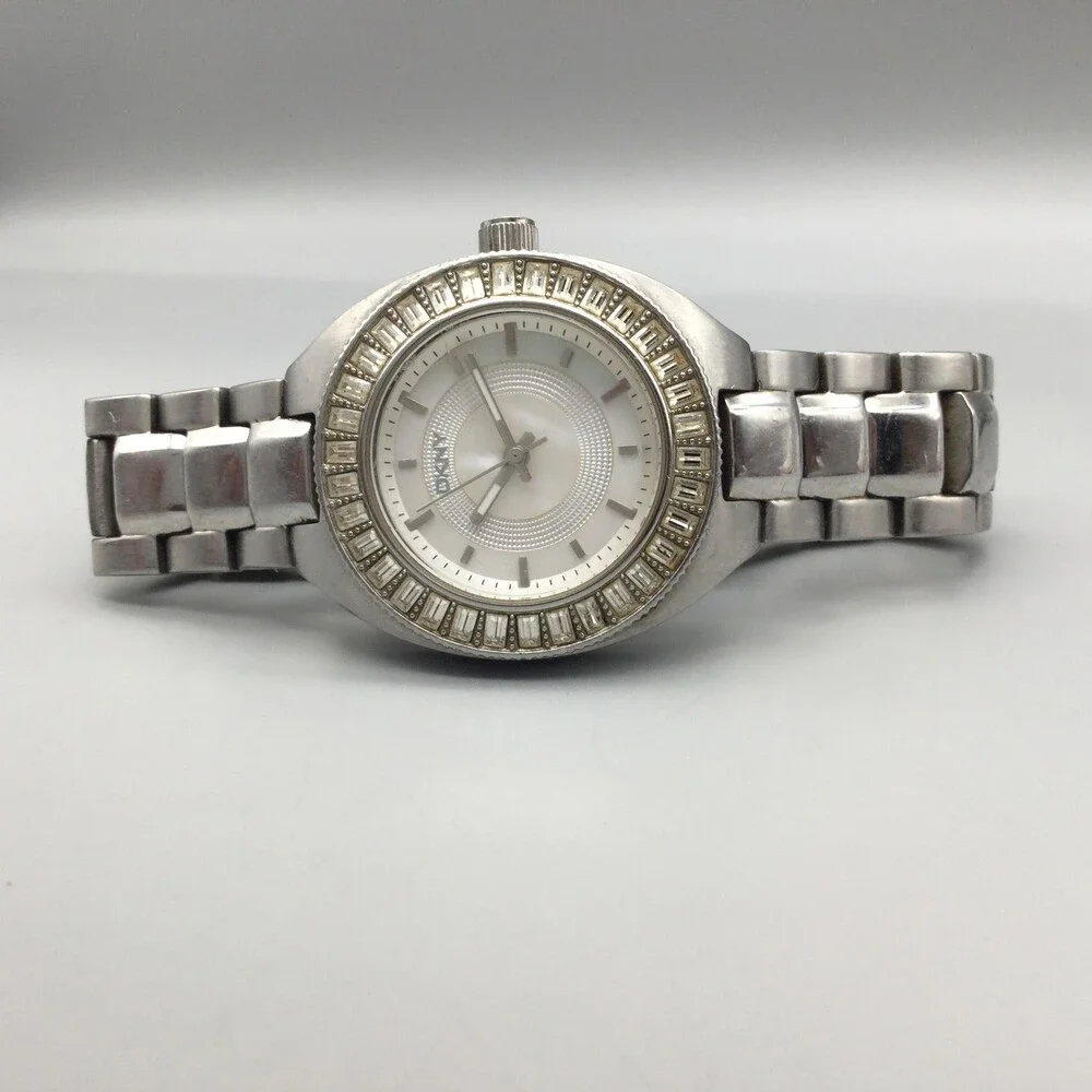 DKNY NY-4333 Womens Watch 37mm White Dial Crystal Bezel New Battery 7